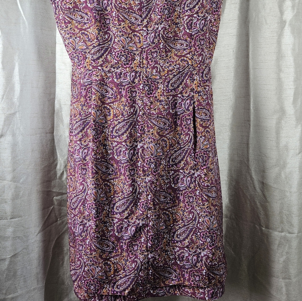 NWOT Garnet Hill purple pink floral paisley silk shift dress Womens 14 - Picture 7 of 8